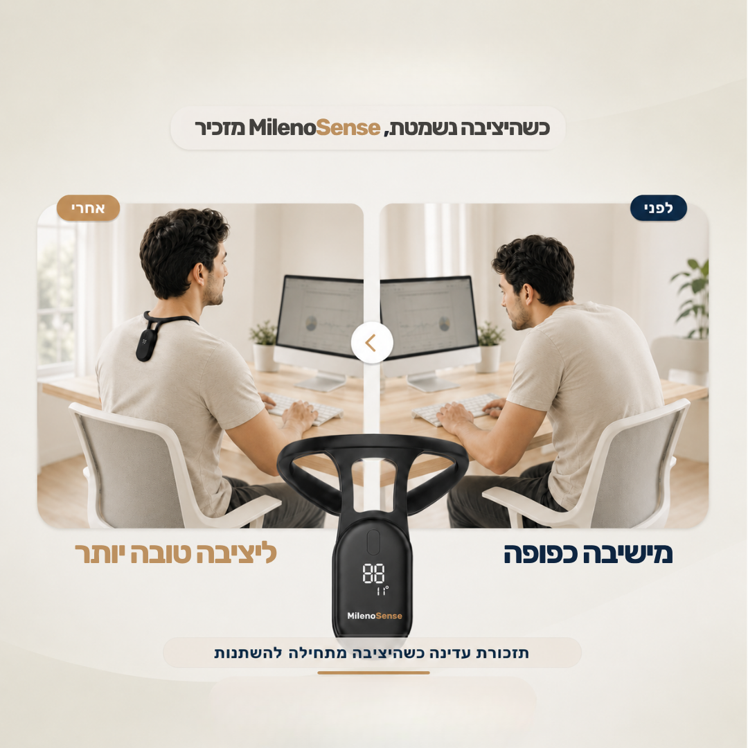 ™MilenoSense - חיישן יציבה חכם שמזכיר להתיישר בזמן אמת